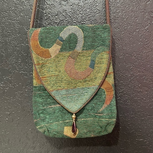 L. Neil Design Green Brown Small crossbody Purse - Picture 2 of 6